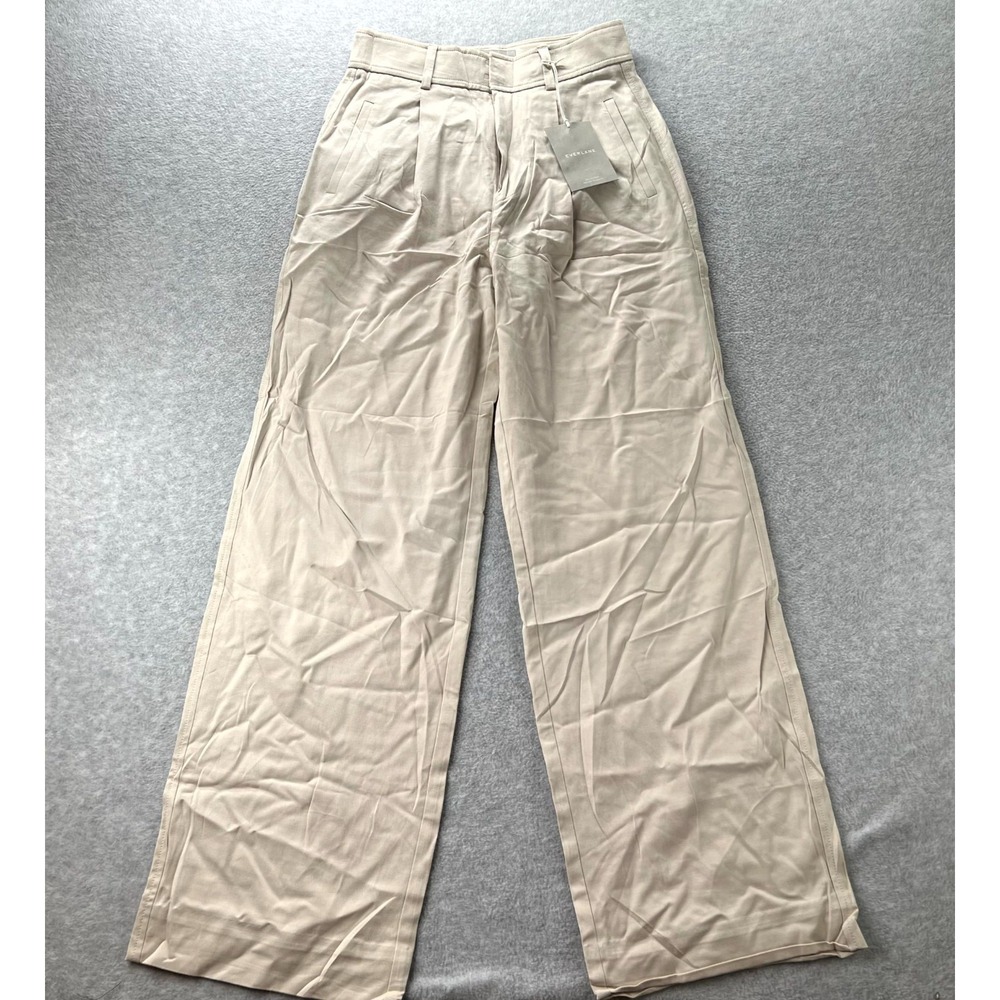 Everlane The Way High Drape Pants Womens 0 Sandstone Pleated Academia Preppy
